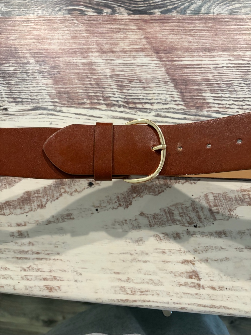 Loft Synthetic Leather Belt Wider In Front For Cinched Look Med/Large Brown